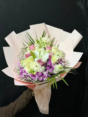 Butik Lilyum Pembe Beyaz Gül Kır Çiçekleri