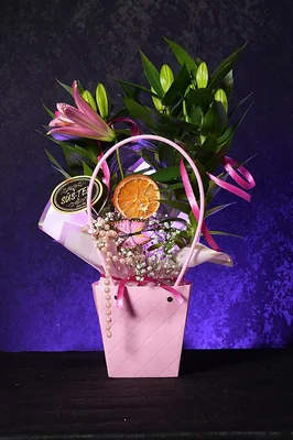 Çantada Saksılı Pembe Lilyum